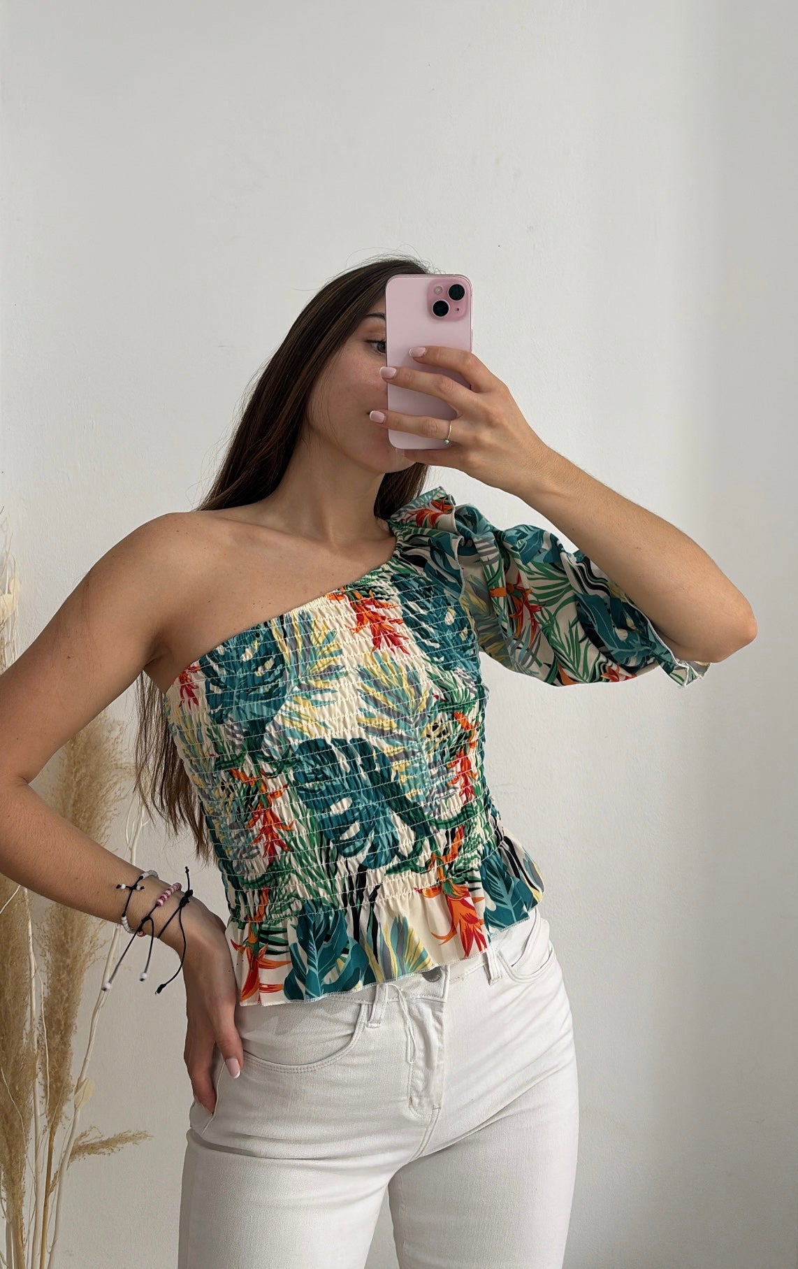 Blusa elastico una manga talle L