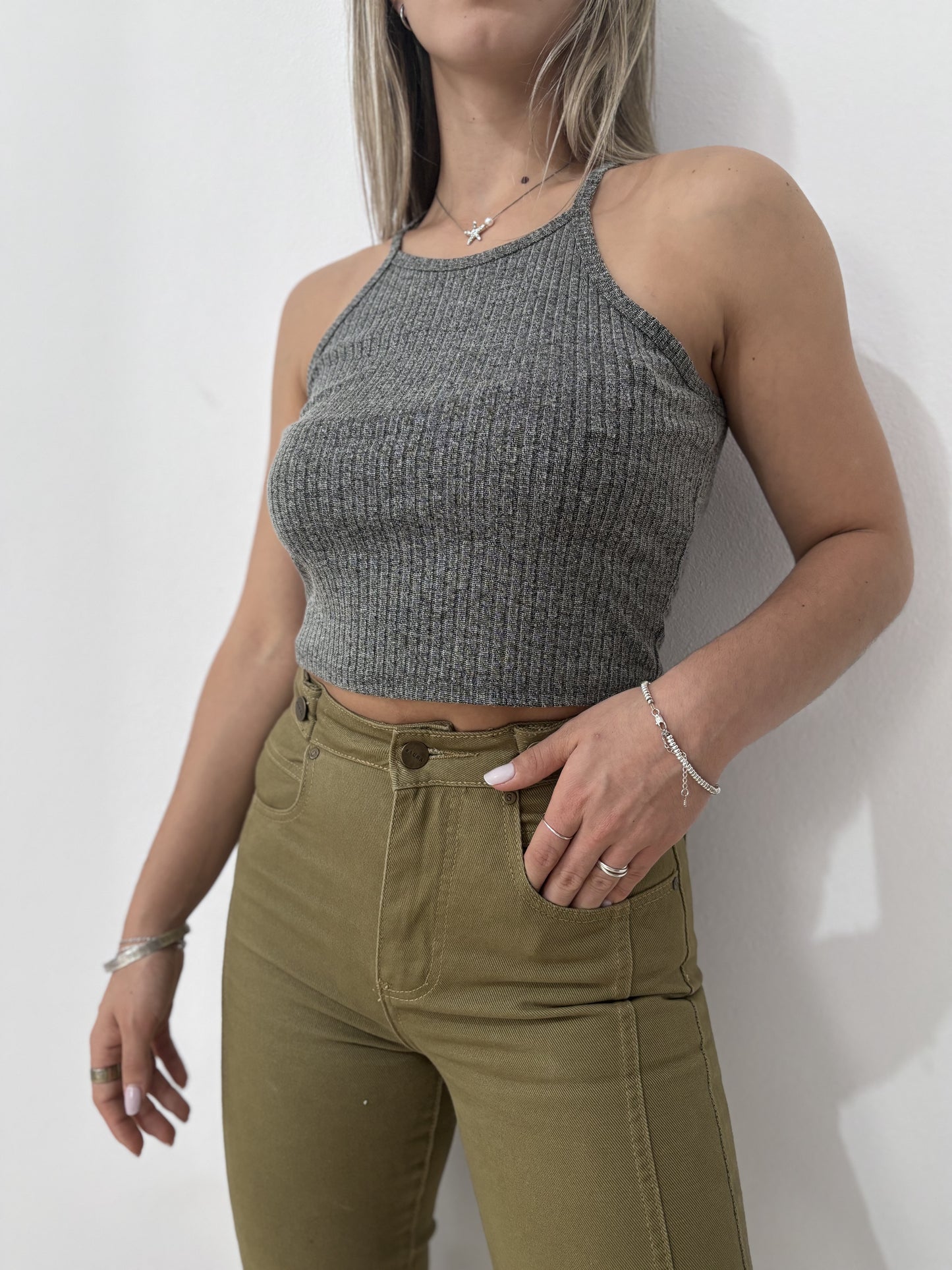Top gris talle L