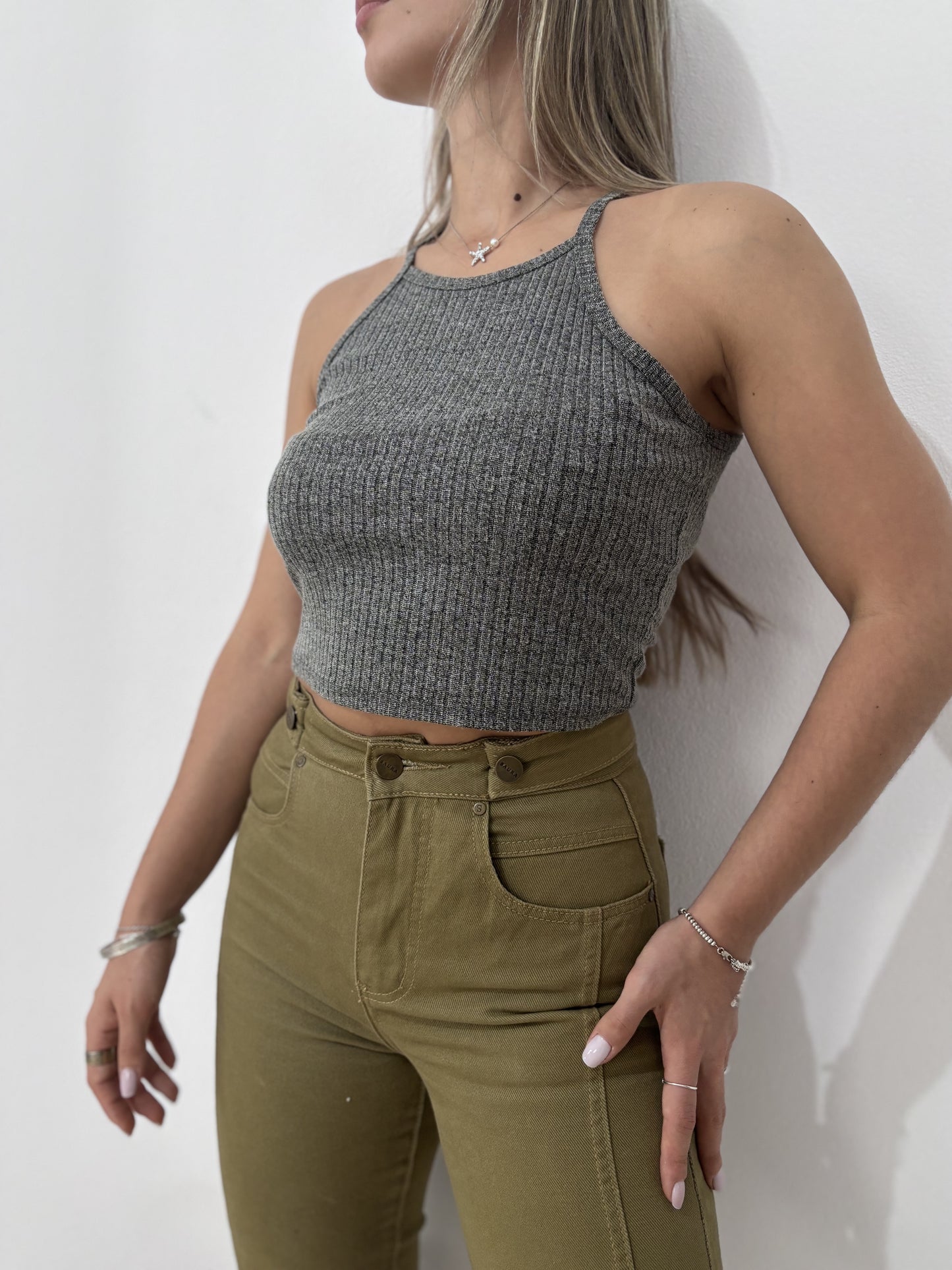 Top gris talle L