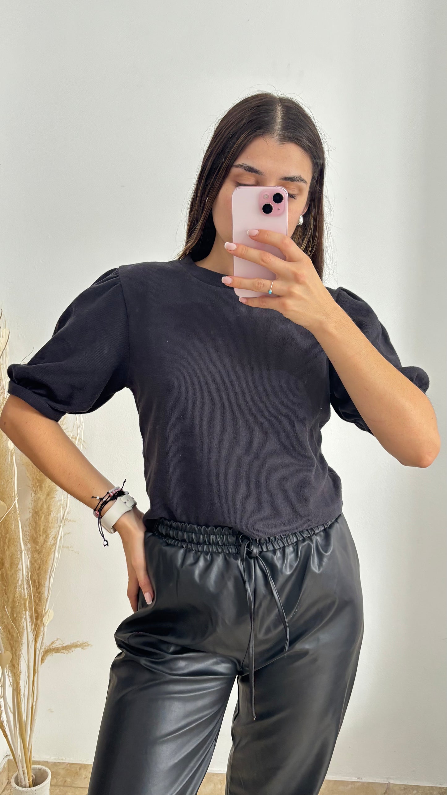 Remera ZARA mangas globo talle L