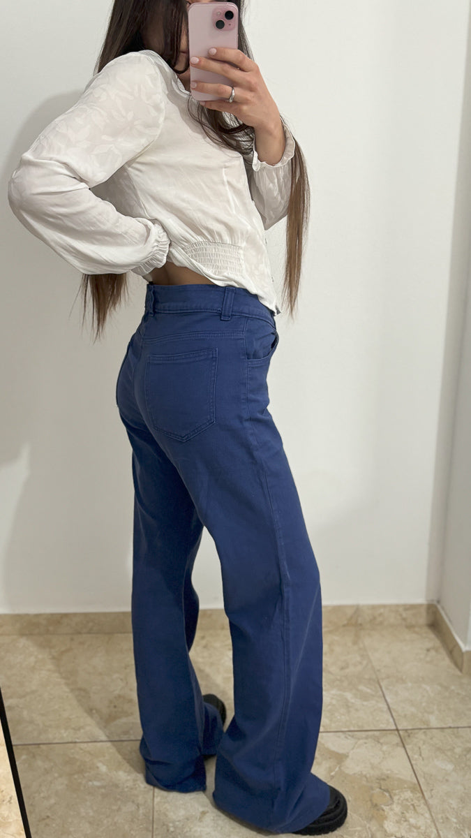 Jeans wide leg semi oxford talle 42
