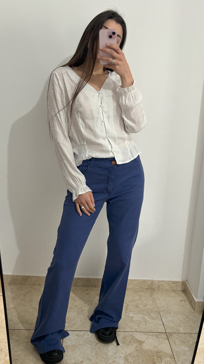 Jeans wide leg semi oxford talle 42