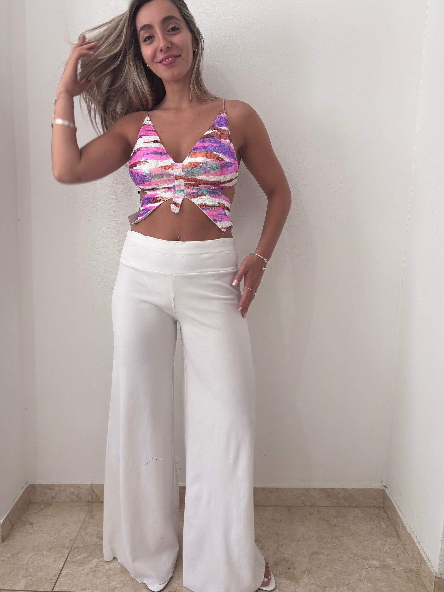 Palazo blanco playero talle M