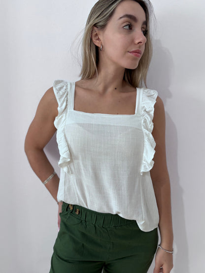 Musculosa con vuelos talle M