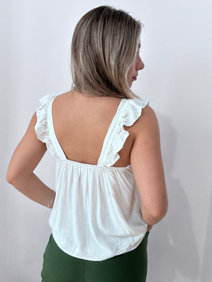 Musculosa con vuelos talle M