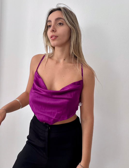 Top violeta espalda abierta talle XS