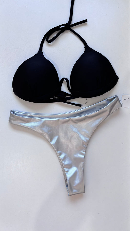 Bikini plateado  NUEVA talle L